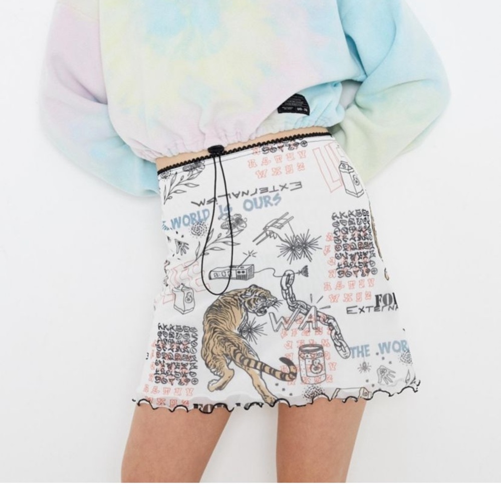 Urban Outfitters Tiger Print 90s Mesh Mini Skirt